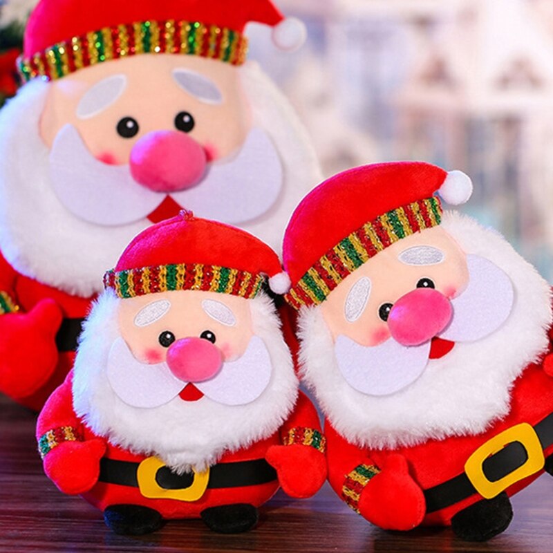 066B 7-14’’ Plush Toy Santa Claus Doll Lovely Christmas Ornament Miniature Stuffed Doll for House Decoration Hanging Toy