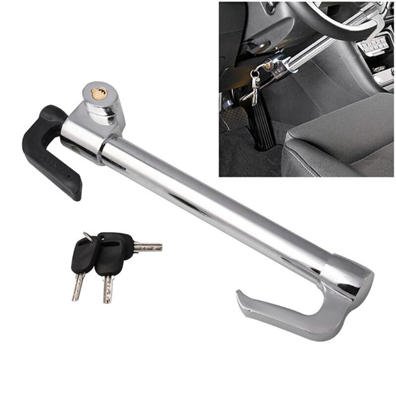 Universal Steering Wheel Brake Lock Vehicle Safety Retractable Lock with 3 Keys Antitheft Locking Devices