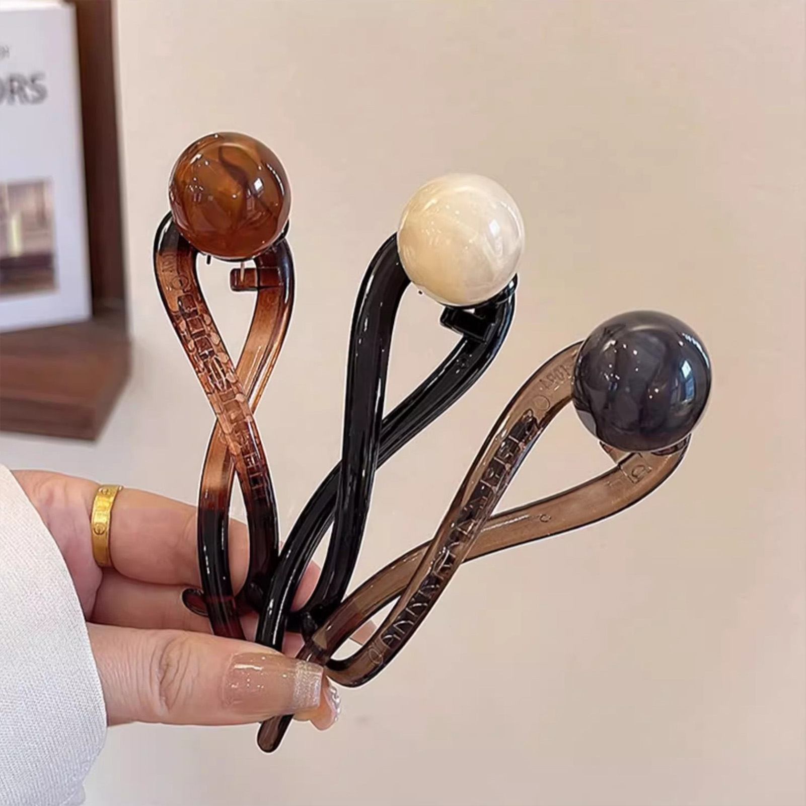 Pasadores de verano para mujer, horquilla con forma de bola colorida Vintage, accesorios para el cabello de viaje para compras diarias, pinza para el cabello de tiburón grande, 1 ud.: Verde