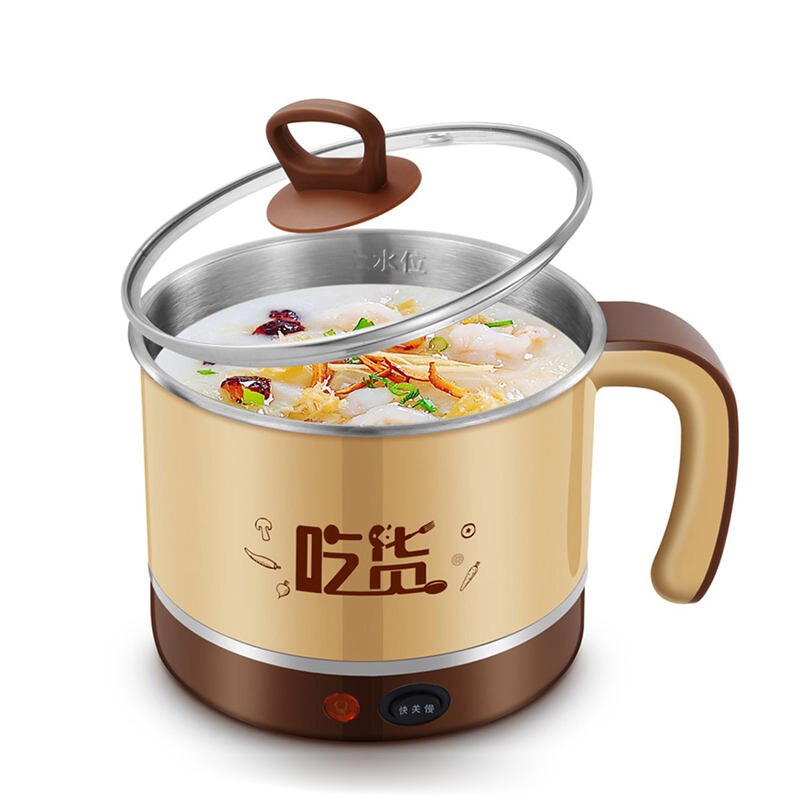 1.5L Household Electric Cooking Pot Boil Cup Fast Heat Skillet Thickened Stainless Steel liner Multifunction Rice Cooker Hotpot: without steamer