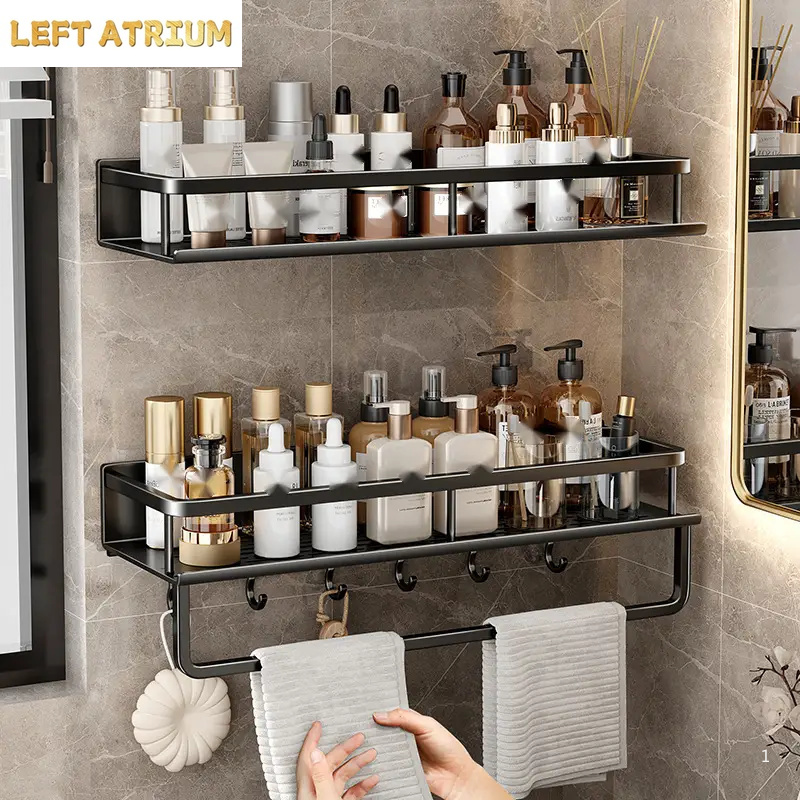 Black Bathroom Shower Room Storage Rack Toiletries Shelf Storage Is Perfect For Bathroom Item Storage