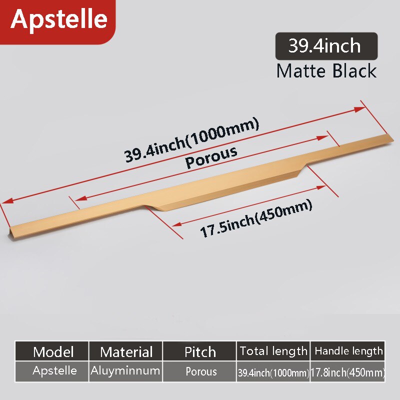 Aluminum Alloy Hidden Home Improvement Black Furniture Handle Furnitur Door Handl T Bar Black Gold Home Improvement: 2-Gold-1000mm