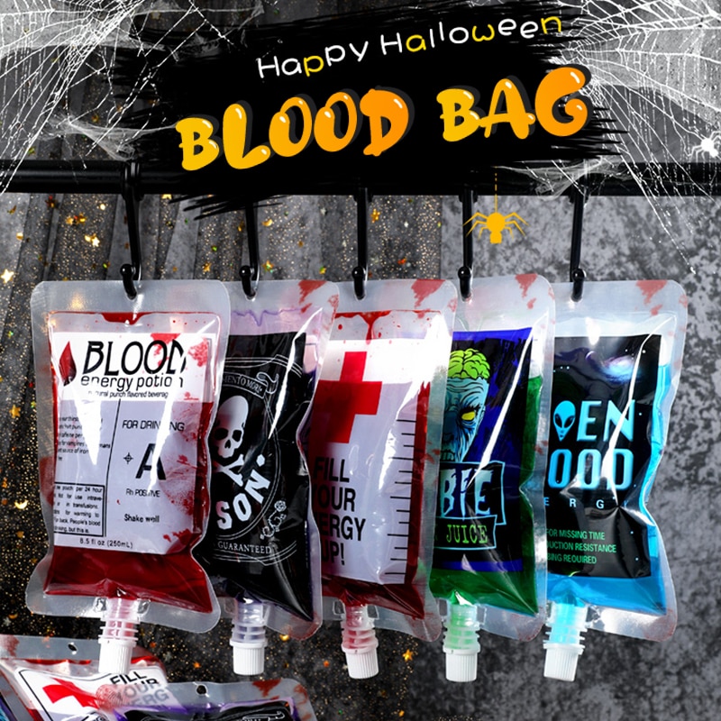 1pc creativo sacchetto bevanda di Halloween al plasma sacchetto bevanda succo di frutta sacchetto di imballaggio 25ml di vino sacchetto di vacanza della barra della decorazione puntelli di burla del giocattolo