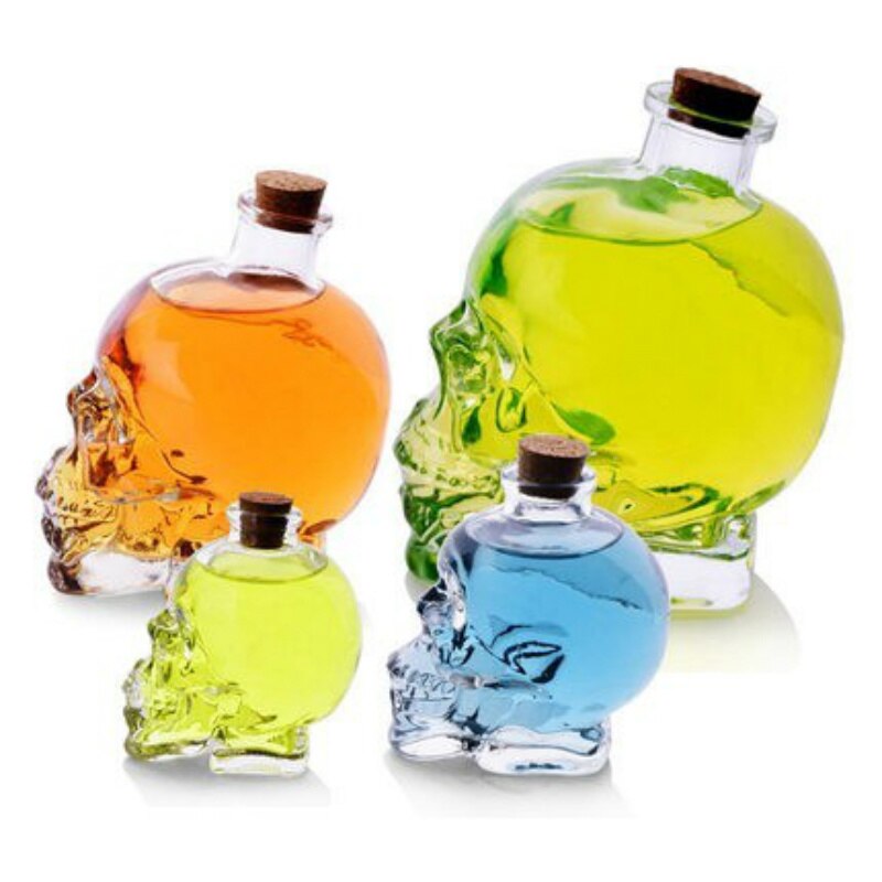 1Pcs Crystal Skull Bottle Shot Whiskey Glass Transparent Champagne Cocktails Beer Coffee Wine Bottle Wine Drinkware Bar Tools