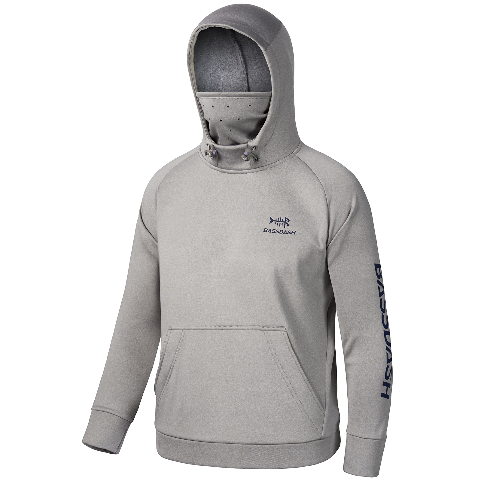 Bassdash Youth Fishing Fleece Hoodie with Mask Water Resistant Kids’ Performance Sweatshirt FS18Y: Heather Grey / X-Large