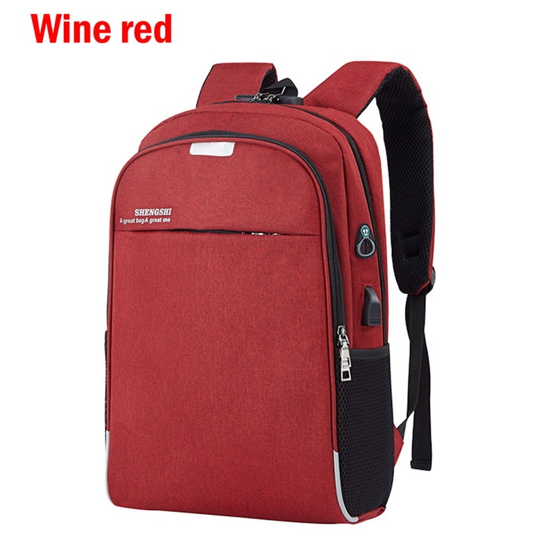 Litthing Laptop Rugzak Usb Opladen 15.6 Inch Anti Diefstal Vrouwen Mannen School Tassen Voor Tienermeisjes College Rugzak Mannelijke: Wine red