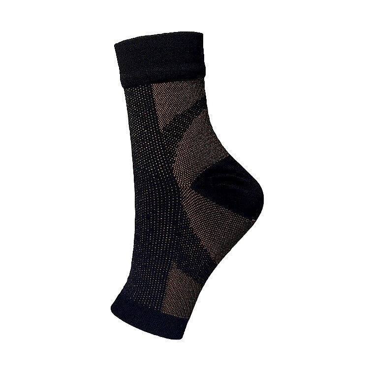 Mężczyźni kobiety krążenie stóp obrzęk ulga stóp rękaw skarpetki stóp anty zmęczenie kompresji Varicosity kostki wsparcie skarpetki: BrownBlack / L-XL