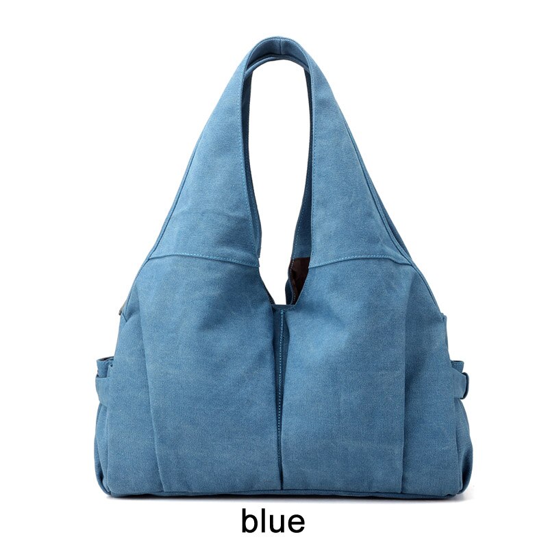 Sacs à main solides dames toile femmes sacs marques célèbres sac à bandoulière pour femme Hobo sac sac à main décontracté femme mignon Totes: Bleu