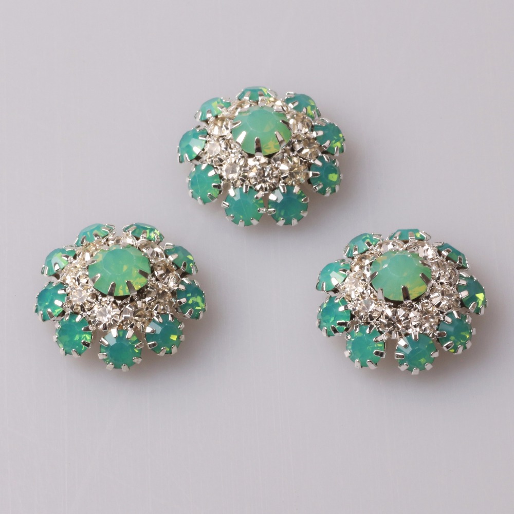 22mm 10 pcs charm Crystal blue Rhinestone Buttons Clothing Sewing Scrapbook Craft Decorative