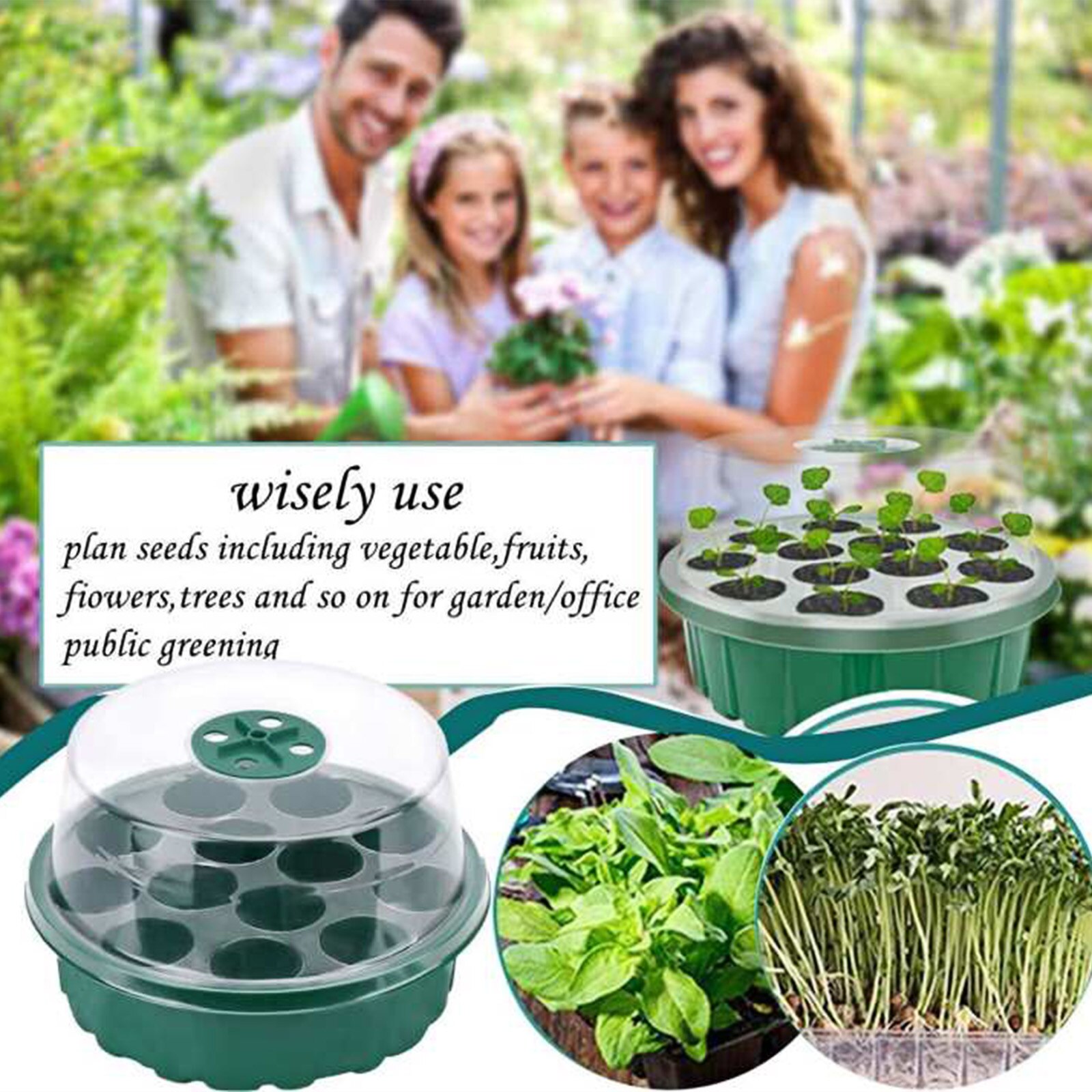 Seed Starter Tray Kit - 13 Cells Mini Propagator with Dome Greenhouse with Seedling Tools for Seeds Growing Starting