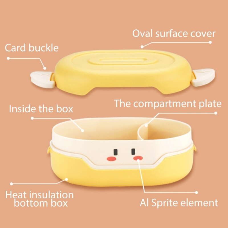 Cartoon 3 Partition Plastic Kids Lunch Box Leak-Proof Children Bento Box Student Food Container Microwave Kawaii Lunchbox