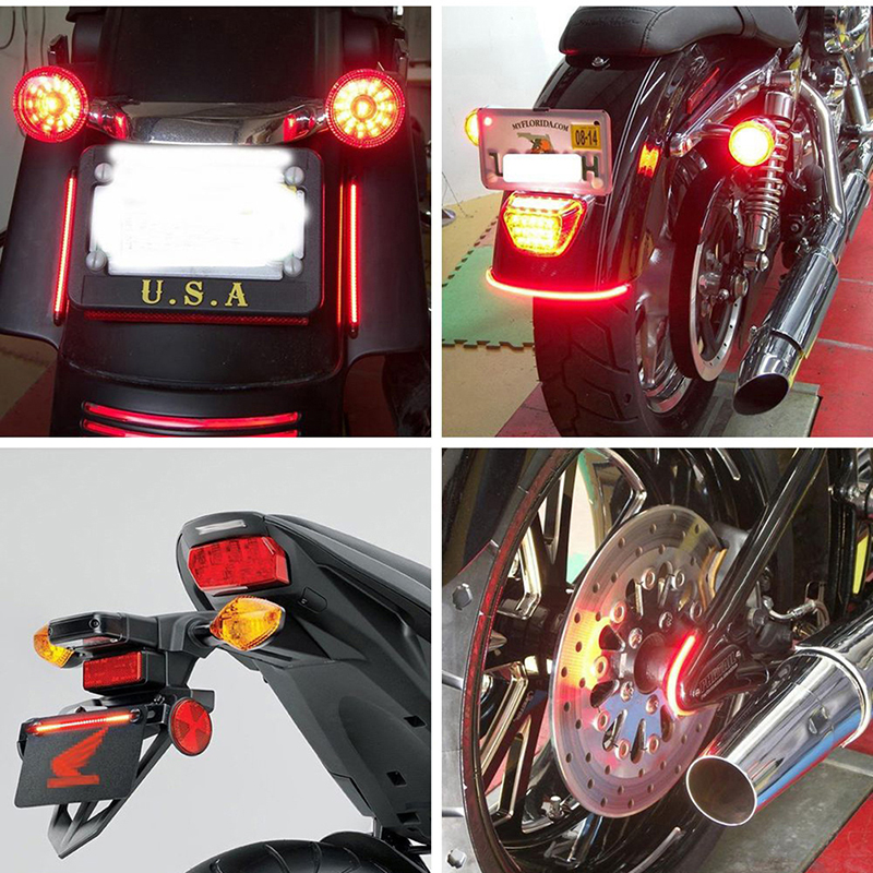 Flexibele 48 Led Motorfiets Licht Bar Strip Staart Richtingaanwijzer Staart Achter Brake Stop Brake Light Bulb Lamp 12V