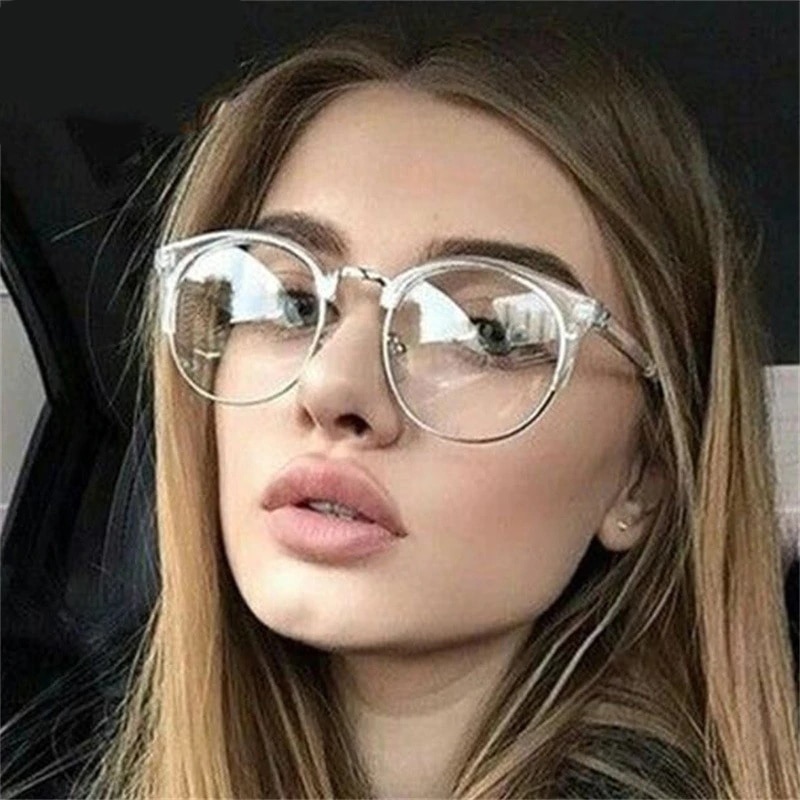 Jahrgang retro Halb randlose brille transparente rahmen runde klare linse gläser Frauen Männer optische rahmen Metall schlicht Gläser Klasse