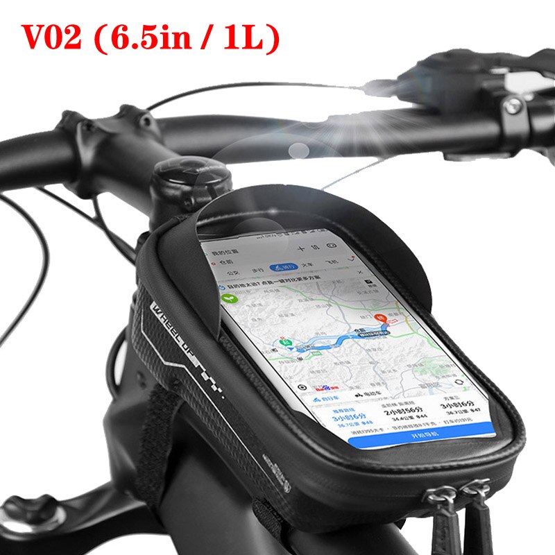 Waterdichte Fietstas Voor Fiets Telefoon Houder 6.5 Inch Touch Screen Reflecterende Mtb Frame Voor Tube Accessoires: V02