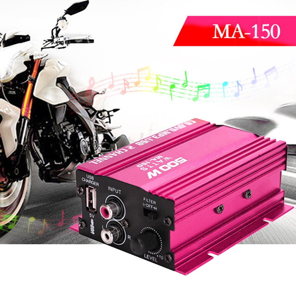 Universal Mini Subwoofer Aluminum Alloy Stereo Amplifier LED Indicator 2 Channel Power Audio Car Motorcycle Hi-Fi 12V 40W Home