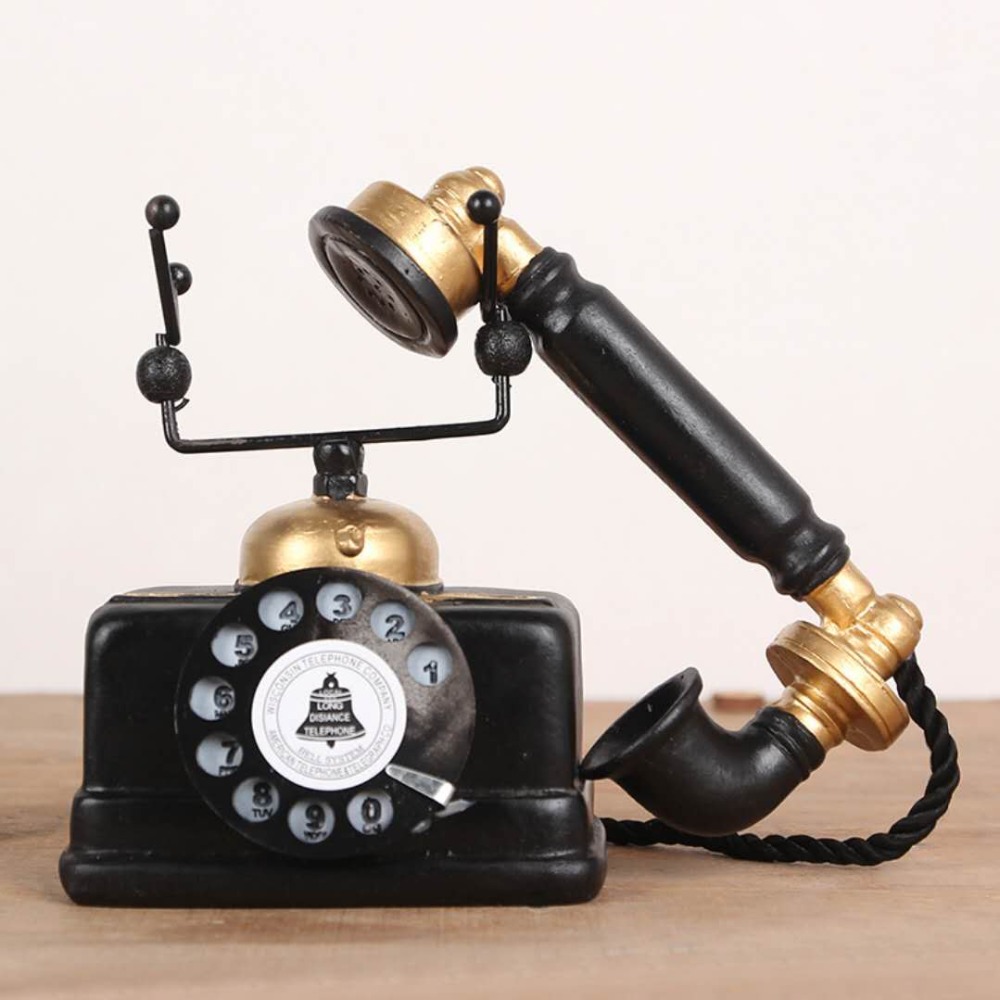 Retro gør gammel harpiks pendul antik telefon hjem bar cafe desktop dekoration 3