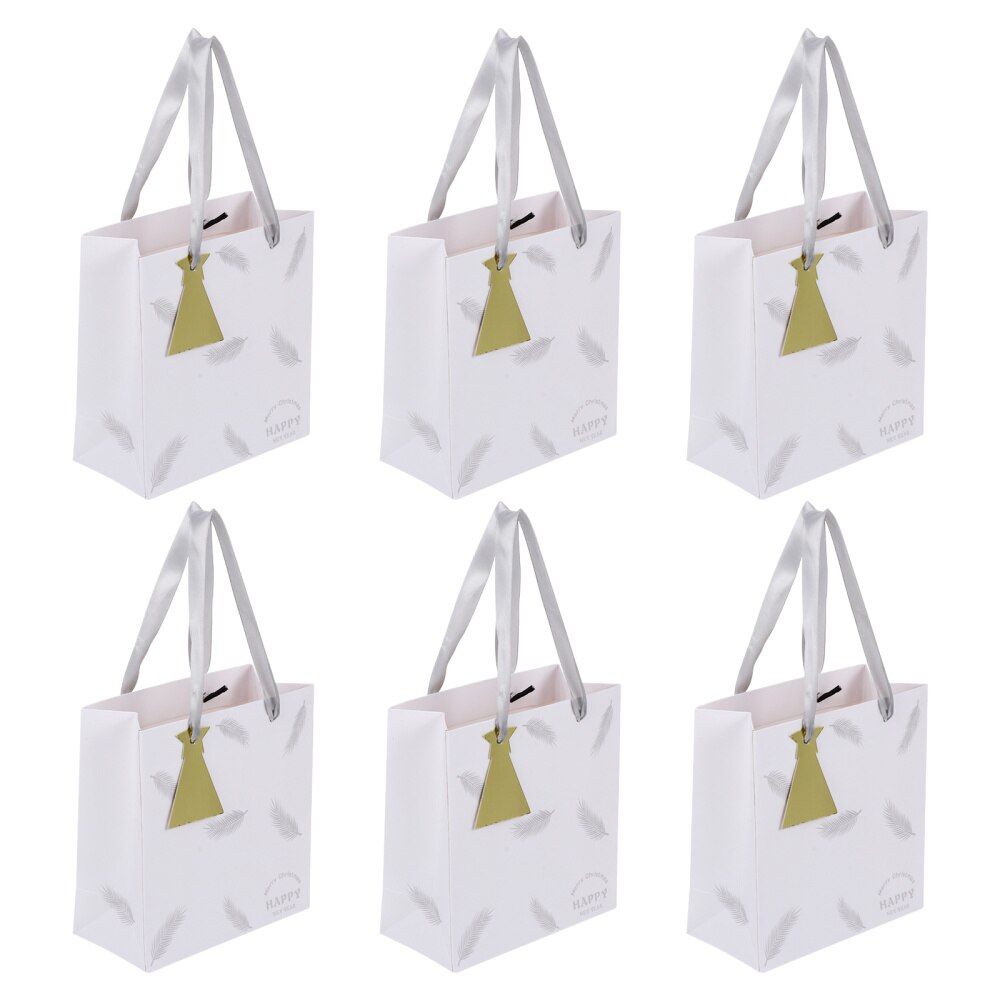 6Pcs Bags Decoratieve Pouch Veer Gedrukt Cadeau Verpakking Zak Papieren Tote