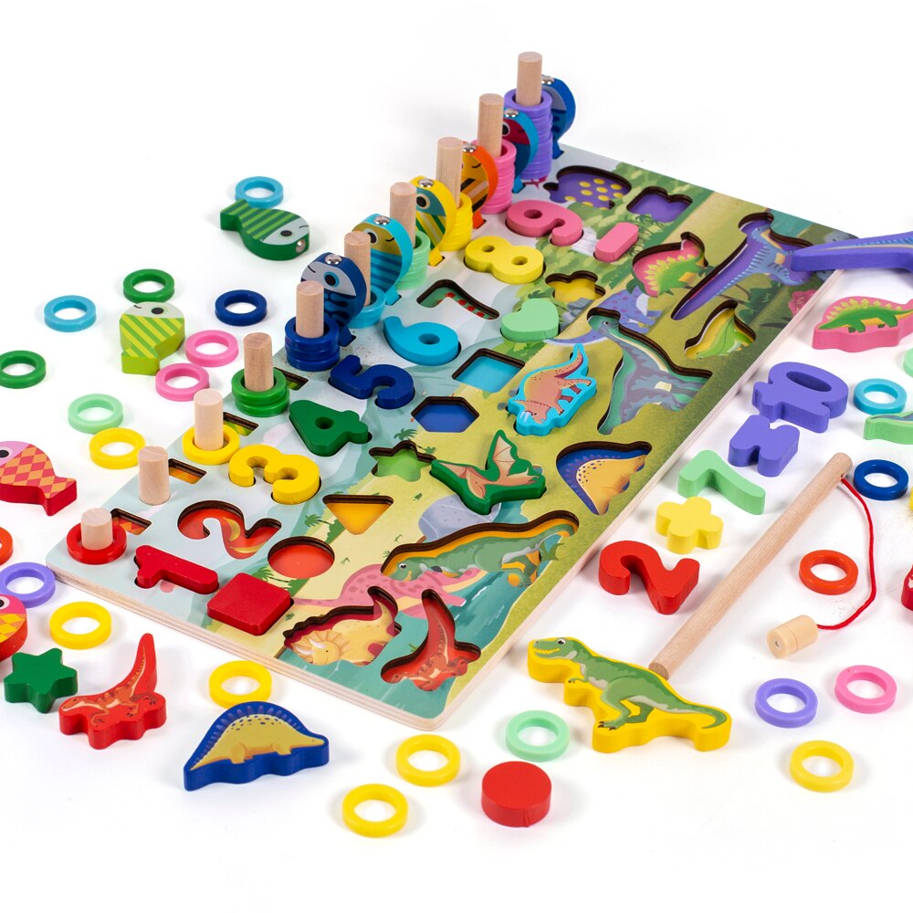 Giocattoli educativi in legno Montessori per bambini scheda matematica conteggio della pesca numeri forma digitale abbinamento educazione precoce giocattoli regalo per bambini: A013