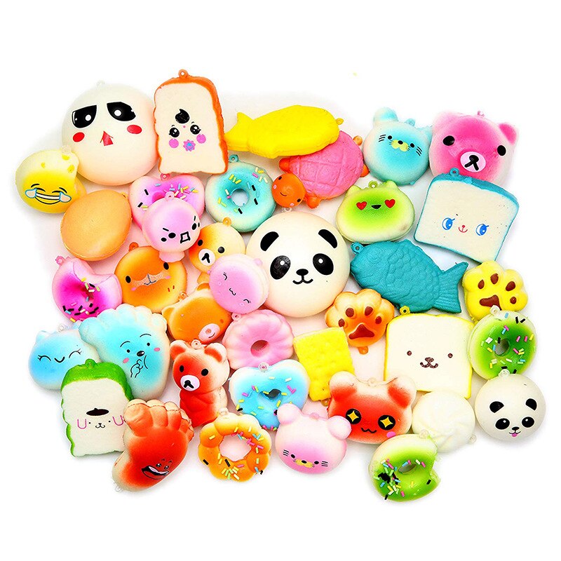 5Pcs Squishy Toy For Children Antistress Slow Rising Gadgets Funny Squisy Bread Hamburger Pendant Toy Kids Stress Relief Fun: Default Title