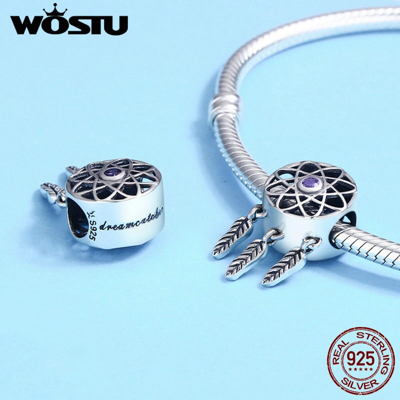 WOSTU 925 Sterling Silber Traum Fänger Charme CZ Korn passen Original Armbinde Armreif Anhänger Zubehör Schmuck, Der FIC1128