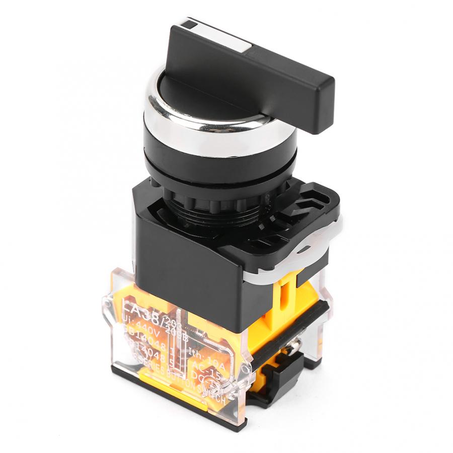 22mm 3 Position Auto Reset Selector Momentary Rotary Switch Long Handle LA38-20BX33 220V/380V