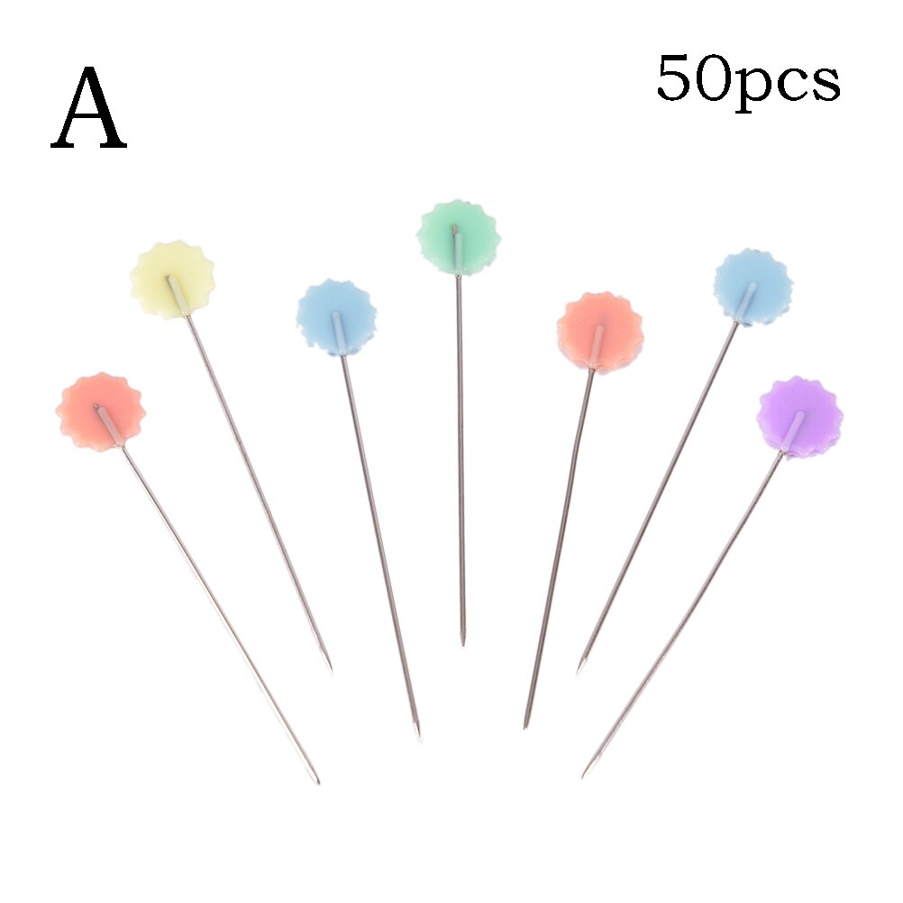 50pcs Patchwork Needle Craft Flower Button Head Pins Embroidery Pins For Diy Quilting Tool Sewing Accessories: A