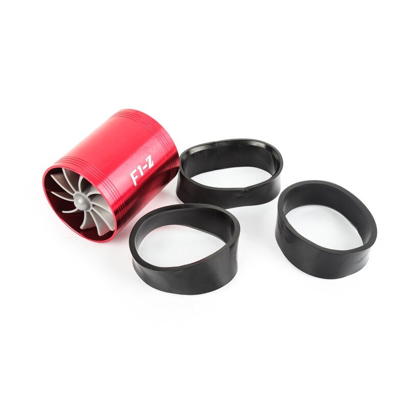 Car Double-sided Intake Dual charger Air Fuel Gas Saver Fan Car Turbine Charger Modified Intake Turbines Accessories: red