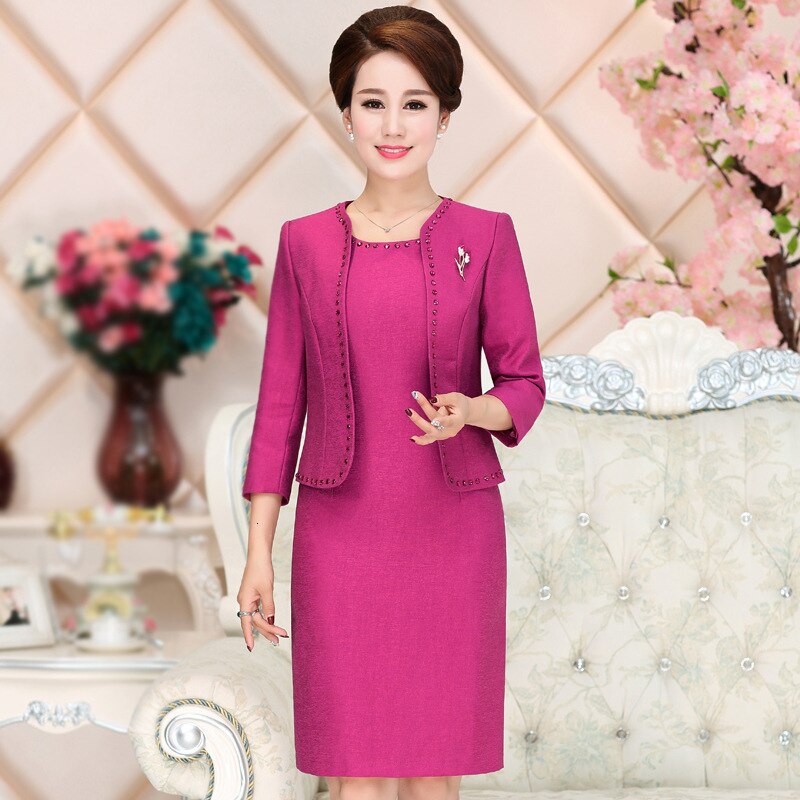 Trajes Vintage para mujer, chaqueta, Bodycon, lápiz, vestido Midi, Oficina para mujer, , Formal, trabajo, boda, conjunto de dos piezas