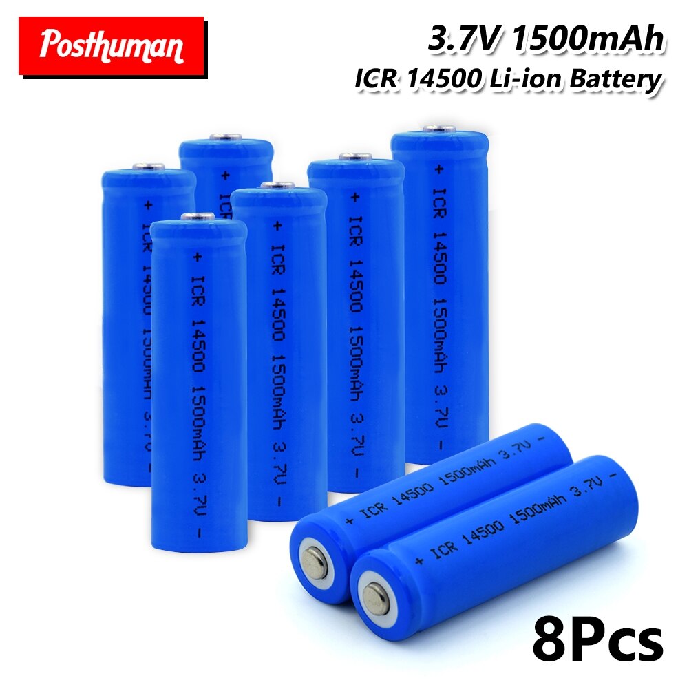 1/2/4/6/8/10Pcs ICR 14500 Li-ion Rechargeable Batteries 3.7V 1500mAh Lithium Battery Replacement For Torch Power Bank Flashlight: 8 pieces