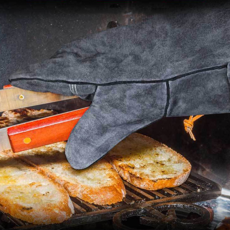 Leather Welding Gloves 932℉(500℃) for Pot Holder,Animal Handling Glove,BBQ,Oven,Grill,Fireplace Flame Retardant