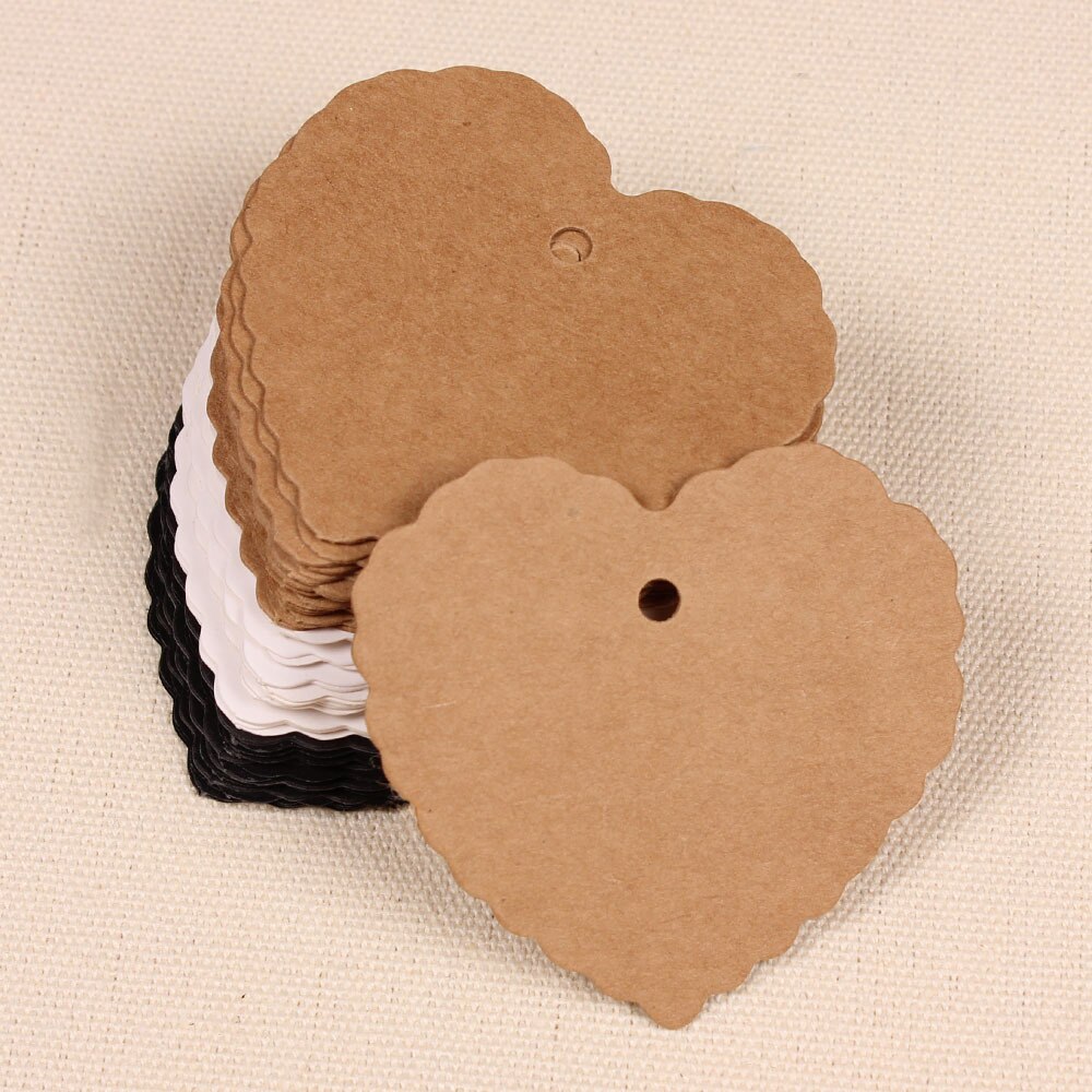 100 pcs 2 maten Prijs Label Hartvorm Kledingstuk labels DIY Handgemaakte Kraftpapier Kaart Gunst Tag DIY tag Party Favor