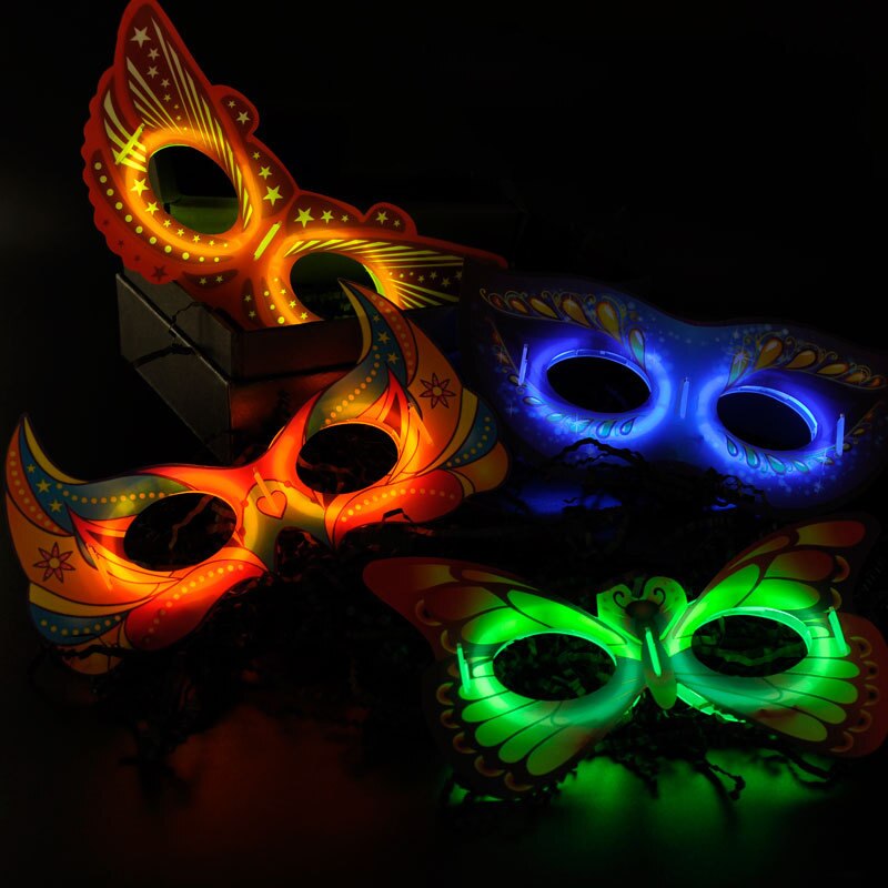 Fluorescerende Masker Lichtgevende Eye Masker Half Gezicht Masker 61 Kinderen Dag Props Bar Maskerade Festival Levert