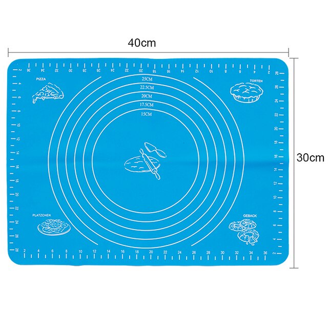 45x60cm Non-Stick Silicone Pad Baking Sheet Cupcake Dessert Soap Rolling Kneading Mat Baking Mat Scale Pastry Fondant Mat Tools: Blue