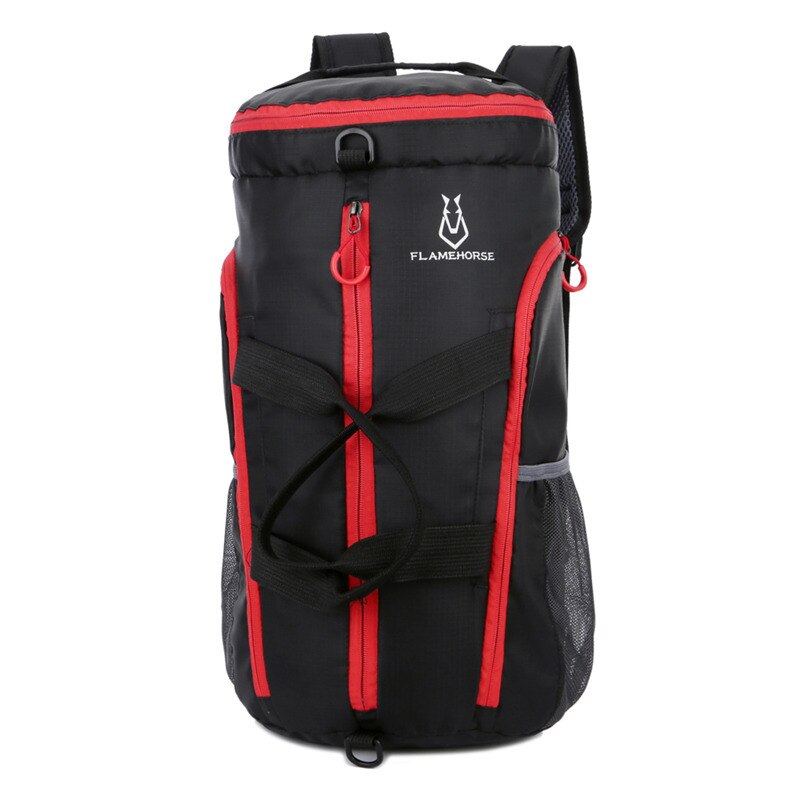 Twtopse 4 in 1 sammenklappelig sportstaske træning gym klatring camping vandretaske rygsæk bærbar letvægts vandtæt rejsetaske: Sort taske