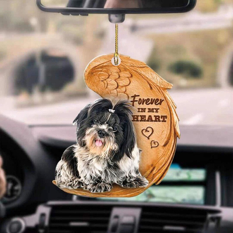 Pendentif ailes d&#39;ange chien, ornement de voiture mignon pendentif ailes de chien, sac à dos automobile, dessin animé porte-clés pour décoration de rétroviseur: L
