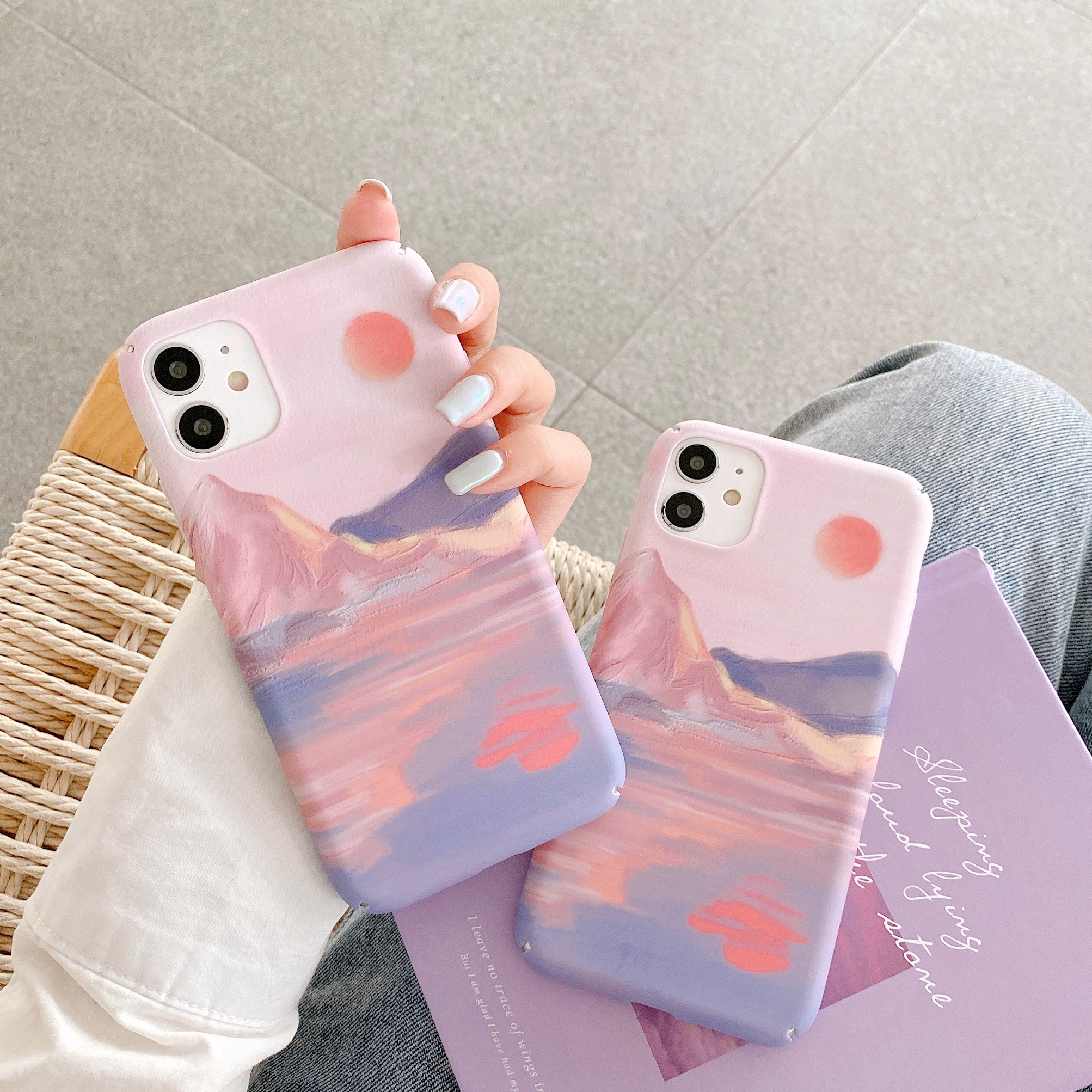 Art Oil Painting Sunset Phone Case For Xiaomi 6 8 9 10 cc9 5x 6x Hard Plastic Back Cover Cases For Redmi 4 5 6 8 note 5 7 8 pro