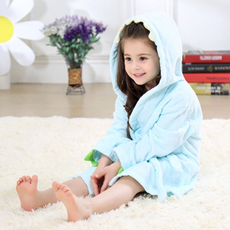 LZH Cartoon Children Robe Cotton Baby Bathrobe Long Sleeve Hooded Pajamas Kids Bath Robe Lovely Animal Boy Girls Robes Clothes