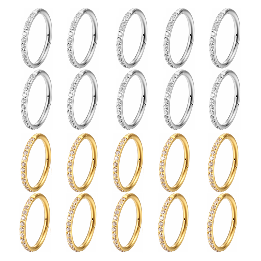 10/50Pc Round Zircon Septum Ring Hoop Cartilage Tragus Helix Small Piercing Nose Ring Earring For Women Body Jewelry Accessorie