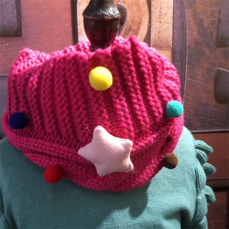 Sciarpa per bambina autunno inverno sciarpe fatte a mano a forma di stella con orso a forma di stella sciarpe per ragazzi e ragazze in lana lavorata a maglia: ROSE with star