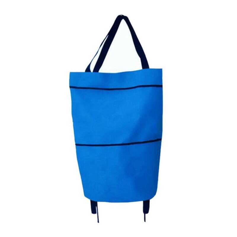 Portable Foldable Shopping Trolley Bag Cart Waterproof Oxford Tote Basket Reusable Grocery Rolling Wheels Shopping: BL