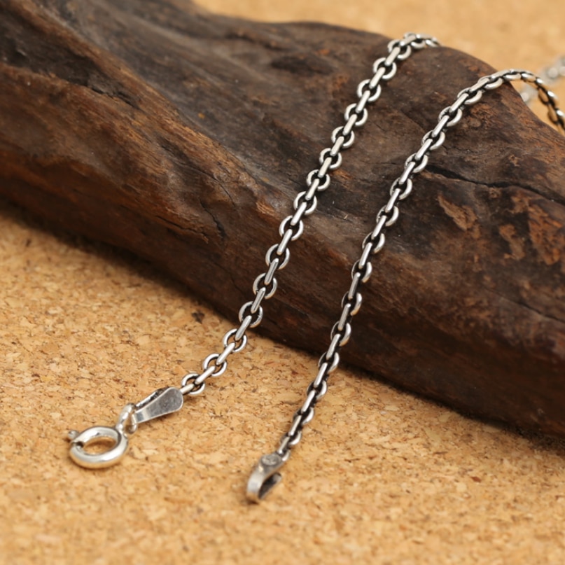 Collier Vintage en argent Sterling S925 pour hommes et femmes, chaîne ronde à boucle croisée, thaïlandaise, bijoux