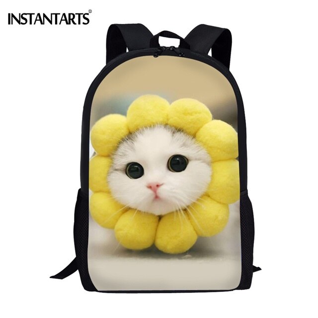 Instantarts kat humor 3d tryk børn skoletasker drenge piger studerende rygsæk lynlås stor taske crossbody taske blyant taske sæt: Hmc 382c