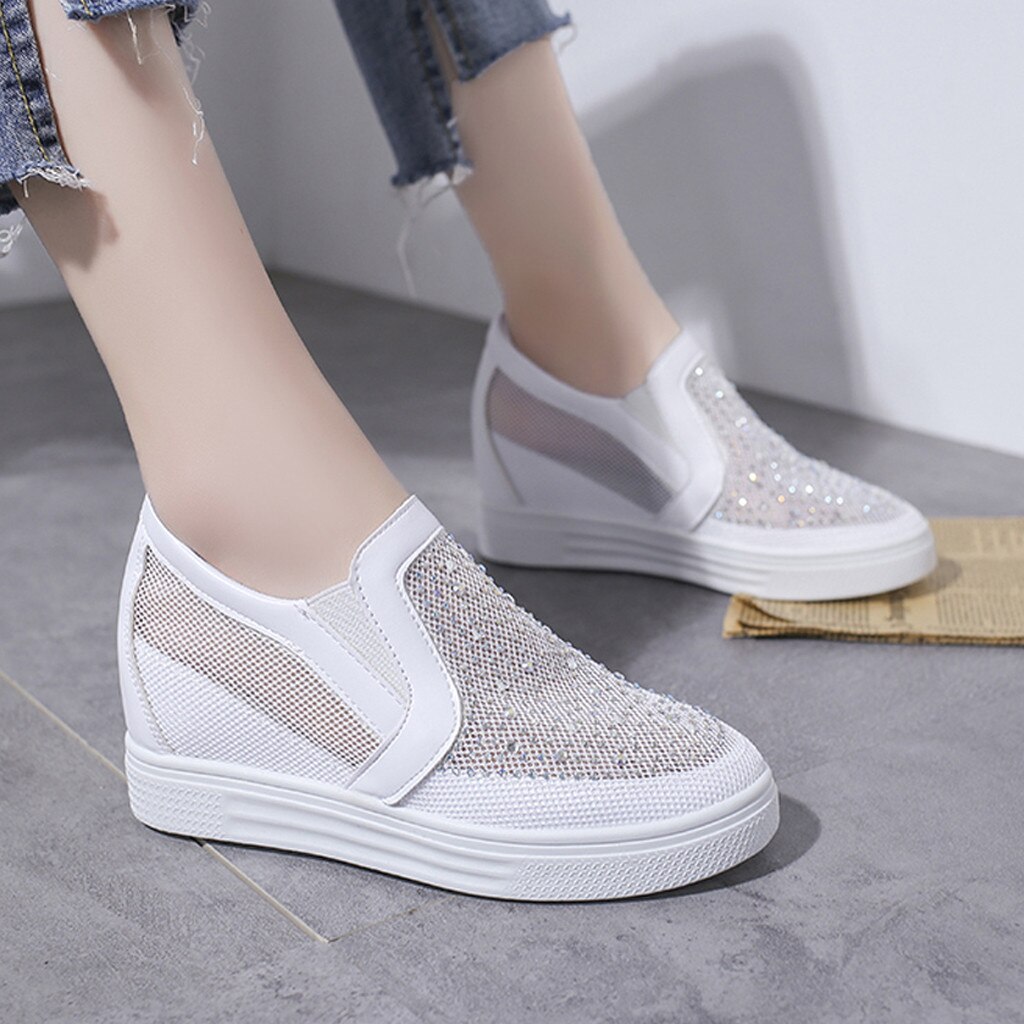 SAGACE Sandalen Vrouw Strass Mesh Dikke Zool Kleur Elastische Band Hoge Hak Grote Size Eervolle Mode Vrouwen Zomer Schoenen