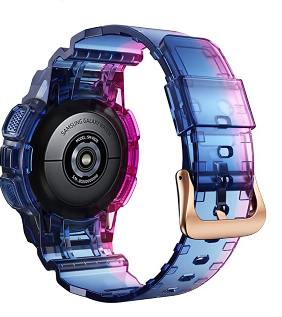 Anbest Duidelijk Horloge Band Met Beschermende Case Vervanging Voor Samsung Galaxy Actieve 2 44Mm Soft Tpu Voor Galaxy actieve 2: Red blue purple
