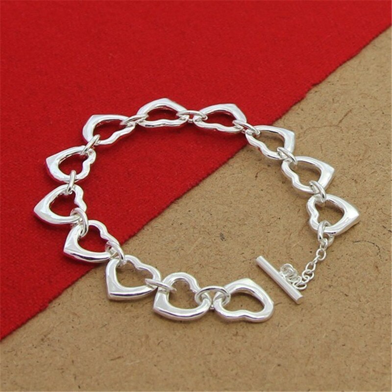 925 sterling sølv armbånd søtt hjerte kjede armbånd for kvinne fest sjarm smykker