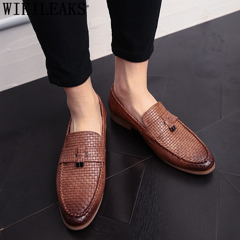 Hommes chaussures habillées mocassins mariage costume chaussures hommes noir chaussures officielles pour hommes Coiffeur Sepatu sans lacet Pria Buty Meskie