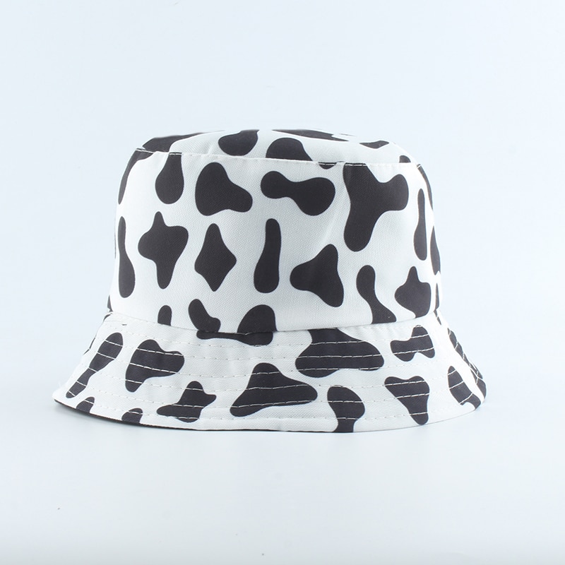 neue Koreanische Rosa Kuh Druck Eimer Hütte Frauen reversibel Angeln Kappe Bob Chapeau Herbst Sommer