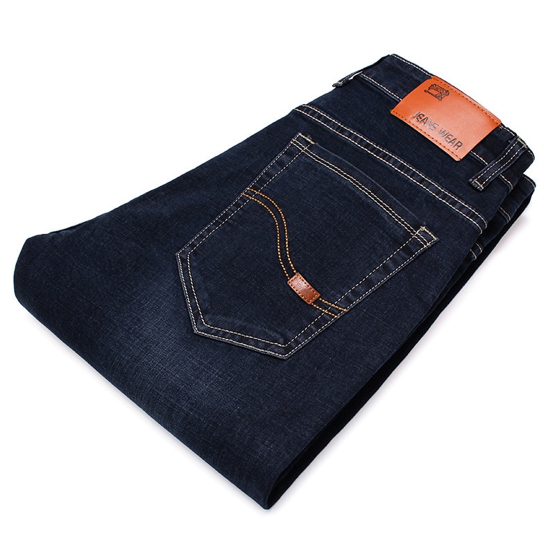 Forår efterår jeans mænd stretch denim slim jean mand sort blå jeans mærke bløde bukser mandlige bukser stor størrelse
