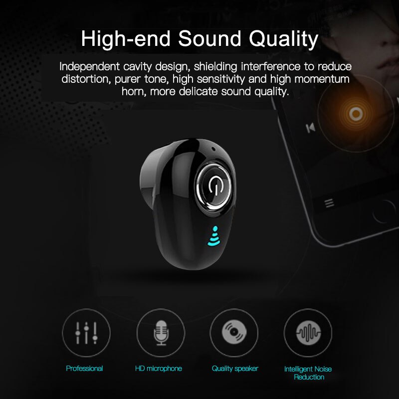 S650 Mini kabellos Bluetooth Kopfhörer Freihändig in-Ohr Stereo Headset mit Mic Unsichtbare Ohrhörer Kopfhörer für xiaomi iPhone xr