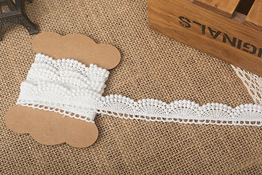 cotton 2cm edge soluble embroidery lace DIY craft materials M0203: 01 white